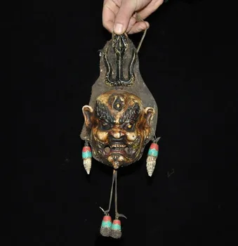 

wedding decoration Old Tibet Temple Bronze Painted Shell Mahakala Dorje Deity Buddha Amulet pendant