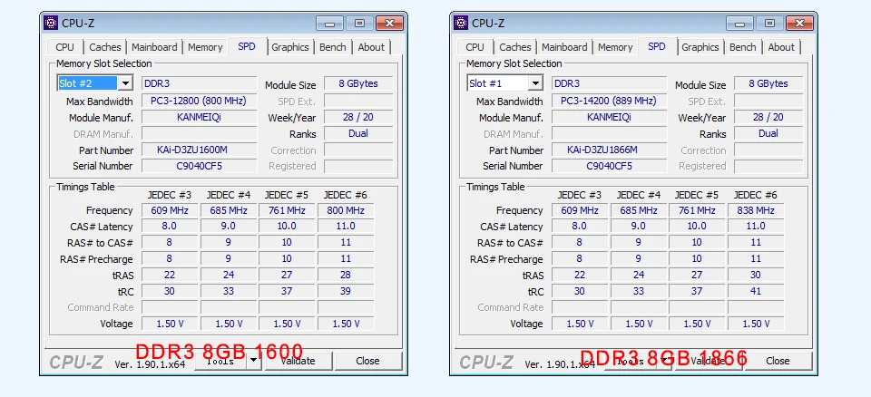 Kanmeiqi-memória ram ddr3, 8gb, 1600mhz, 16gb, 1866mhz,