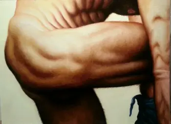 

100%Handmade Oil Painting Hand man Jeans- Gay Male nude- shipping free