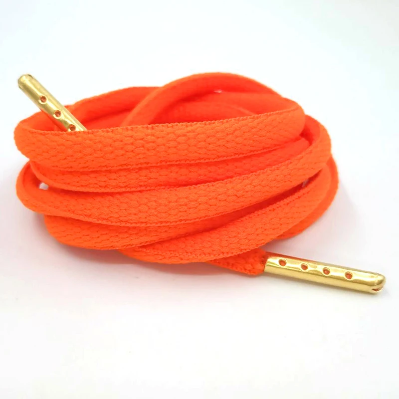 13 orange Gold Аксессуары для обуви, шнурки для обуви, белые, круглые, мужские, плоские, замочки, Круглые, Сникеры, кружева, офсетные, кордон, 4 цвета, металлическая головка - Цвет: 13 orange Gold