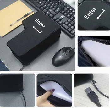 

USB Enter Key Vent Pillow Soft Computer Button Return Key Offices Decompression Supersized Pillow Stress Relief Toy