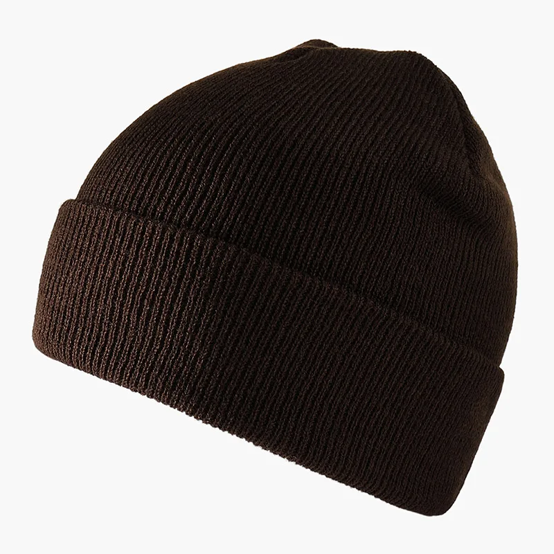 Зимние шапки, короткие шапки с манжетами, теплые Универсальные шапки для женщин, короткое трикотажное эластичное шапочка, Повседневная дышащая растягивающаяся шапка - Цвет: Dark Coffee