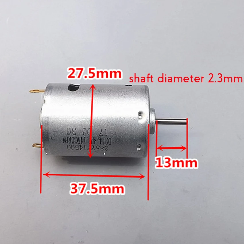 Мини 385 DC 12V Мотор 14500rpm Диаметр вала 2,3 мм передний шариковый подшипник мощный микро мотор с износостойкой угольной щеткой