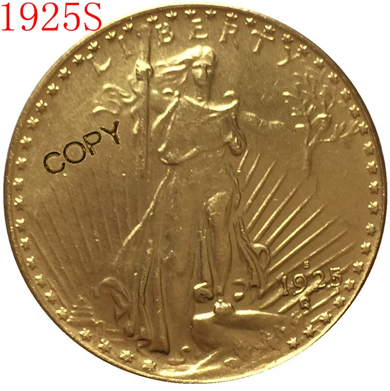 Реплика 1925-S$20 St. Копия монеты с изображением гауденция Копер производство позолоченные