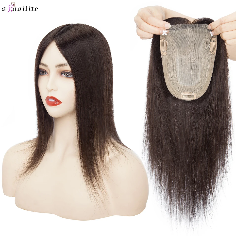 Tanie S-noilite Hair Toppers Hair Cilp 50g 12x16cm ludzkie włosy Silk