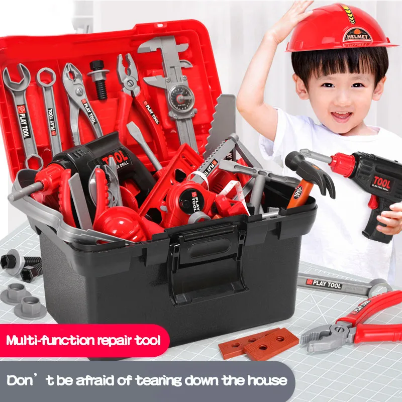 

Children's Toolbox Engineer Simulation Repair Tools Pretend Toy Electric Drill Screwdriver Tool Kit Play Toy Box Set for Kids