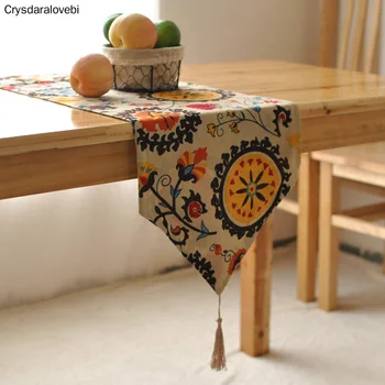 

Custom Made Foreign Modern European Style Garden Coffee Stylish Simplicity Tassels Table Runner Flags 30x220cm Material Technics