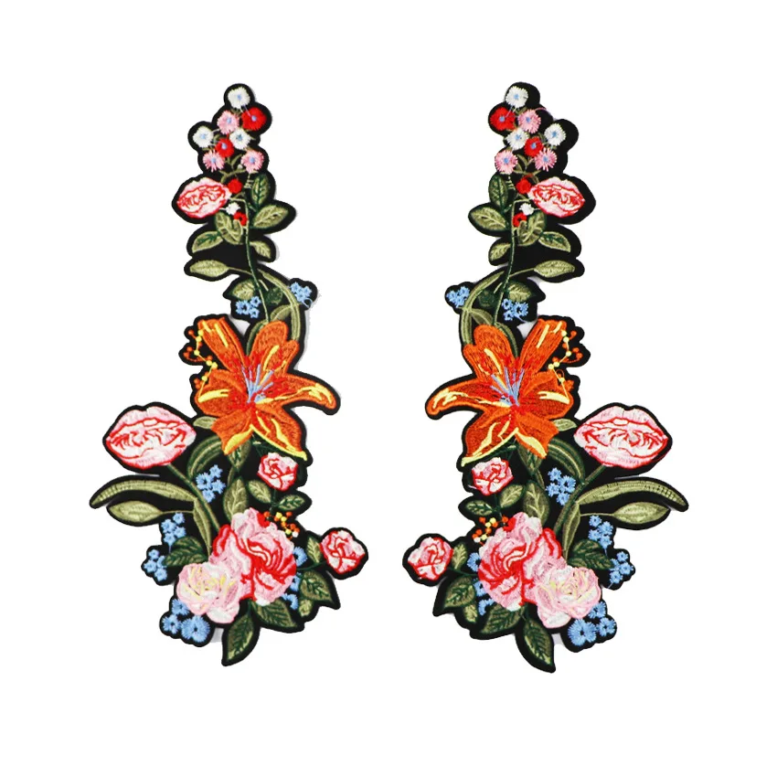 

2Pcs Beautiful Rose Flower Floral Collar Iron On Patches Applique Badge Embroidered Dress Fabric Sticker Handmade Craft Ornament