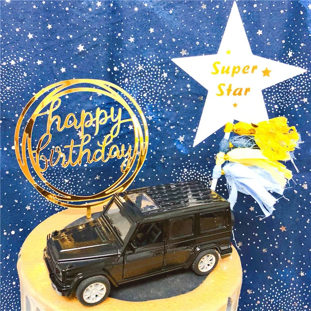 Décorations de gâteau d'anniversaire en acrylique, pour voiture de sport,  pour fête prénatale, pour moto dorée, nouvelle collection - AliExpress