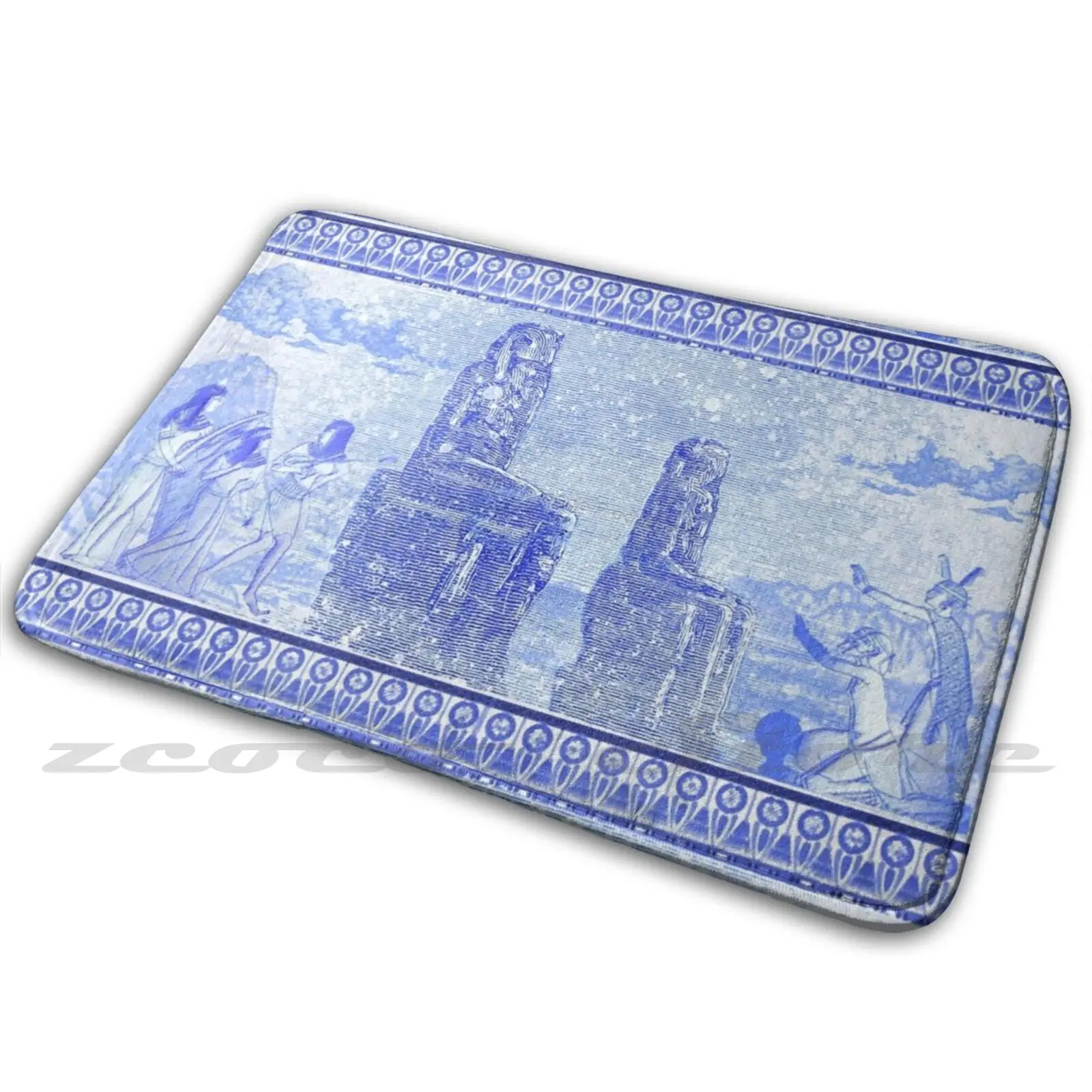 Египетский белого и голубого цвета в колоссы Мемнона (Spode вдохновил) ковер хорошо