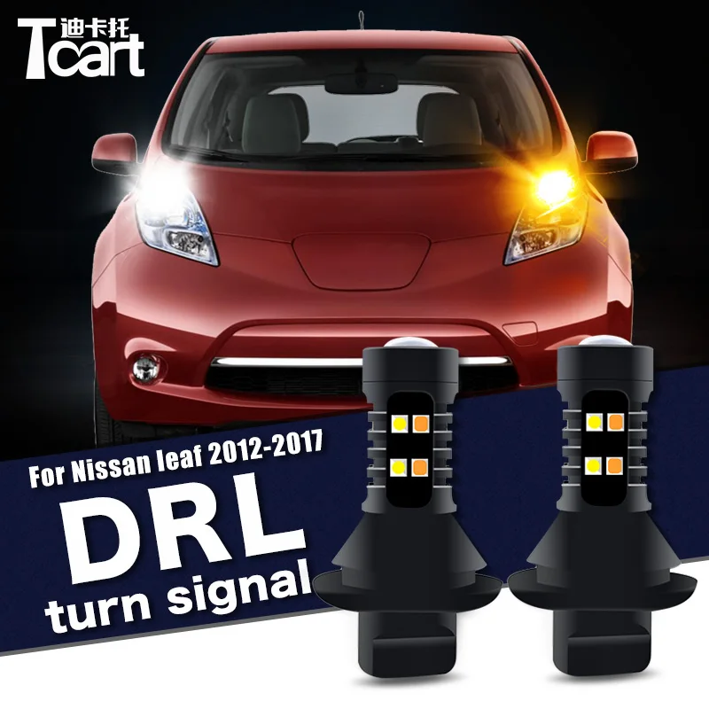 

Автомобильные аксессуары 3156 T25 для Nissan Leaf (ZE0) 2011 2012 2014 2016 2017, светодиодные дневные ходовые огни, 2 в 1, безопасность при вождении