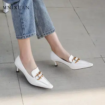 

MNIXUAN Woman shoes big size heels Nigeria Sexy Female pumps High Heels 2020 new square toe Kitten Heels Yellow Shoes size 43 47