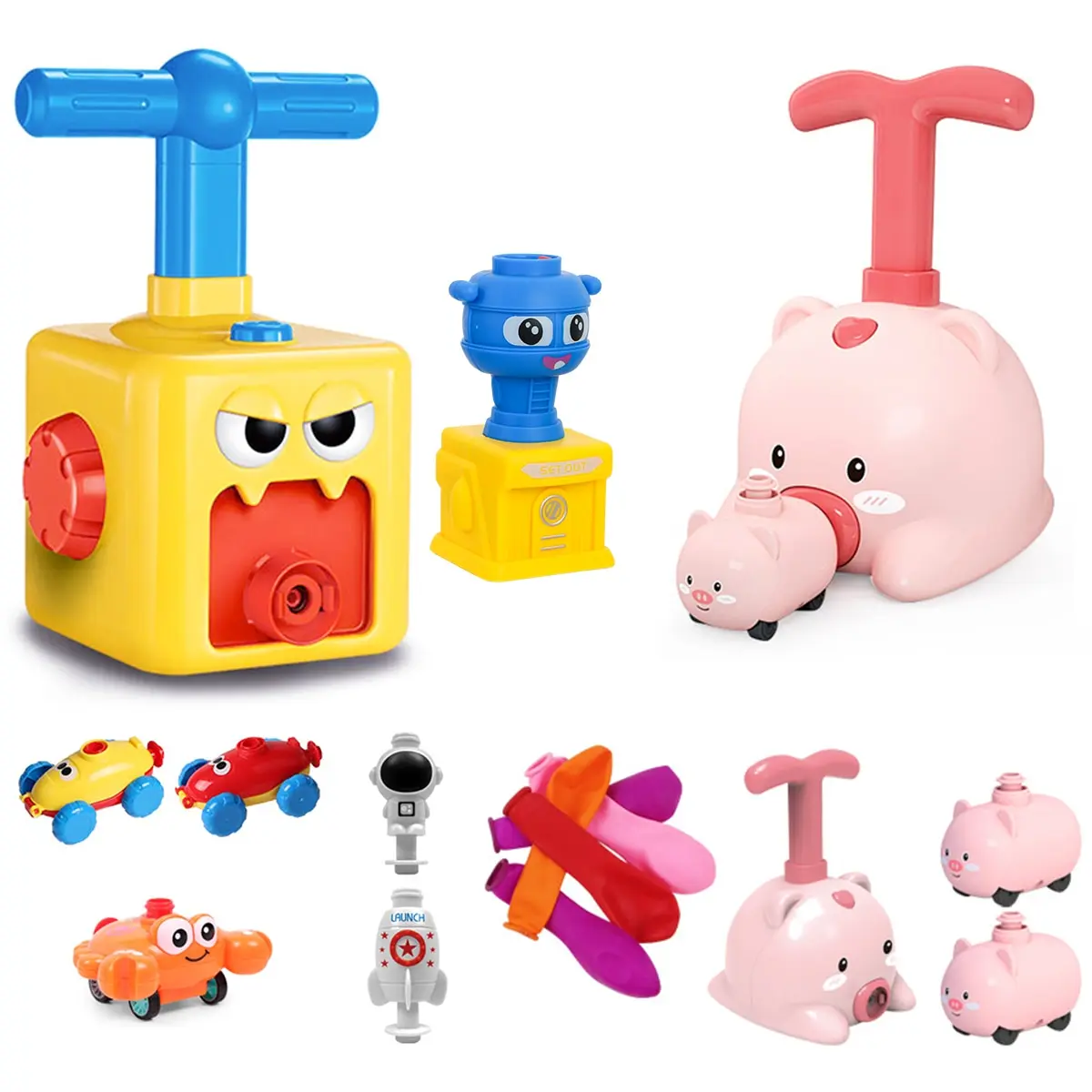 

Balloon Powered Cars Racers Aerodynamic Cars Stem Toys Party Supplies Preschool Educational Science with Manual Balloon Pump