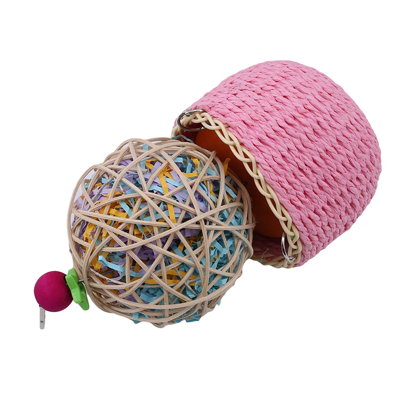 Bird Chew Toy Parrot Parakeet Budgie Cockatiel Perch Hanging Swings Cage Colorful Swing Hanging Toy
