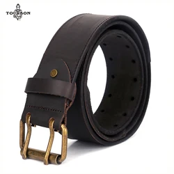 Turbon – ceinture de travail 2 "en cuir de Grain supérieur lourd, Double broche, rouleau à boucle, outils 84 112cm(33 48'') 