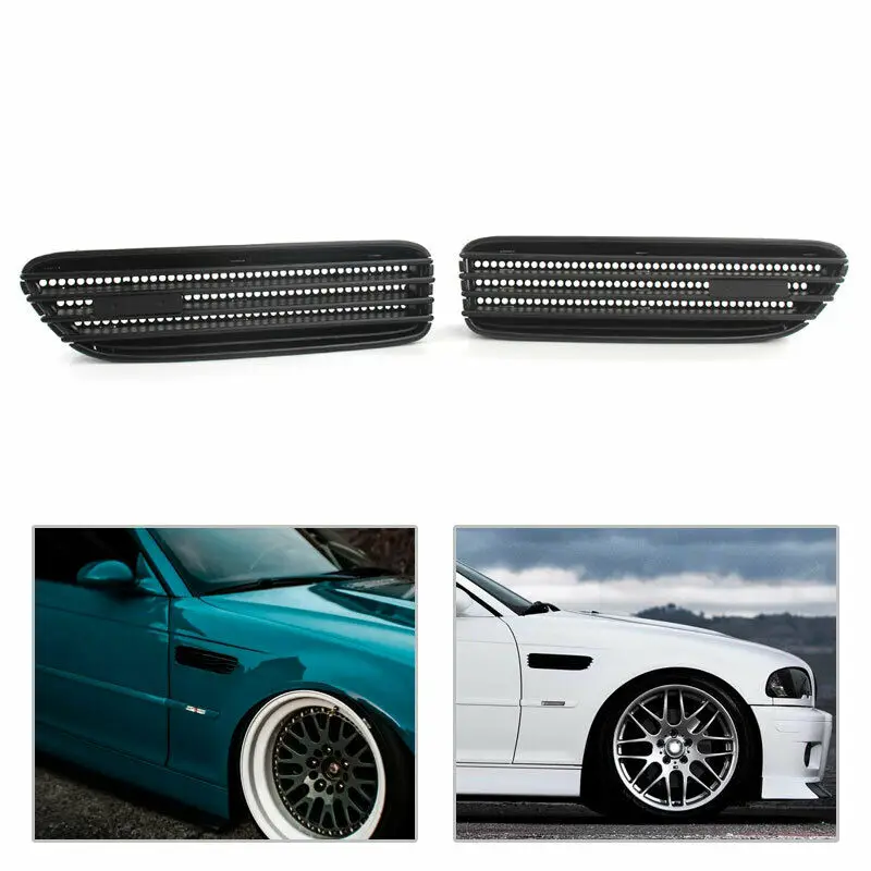 

2 Pieces Matte Black Car Vehicle Left+Right Side Grills Replacement For BMW M3 E46 2001-2006 Car-styling Car Accessories