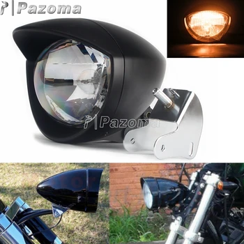 

Black Universal Motorcycle Custom Headlight Headlamp For Harley Curisers Choppers Bobber Custom Bikes Cafe Racer Front HeadLight