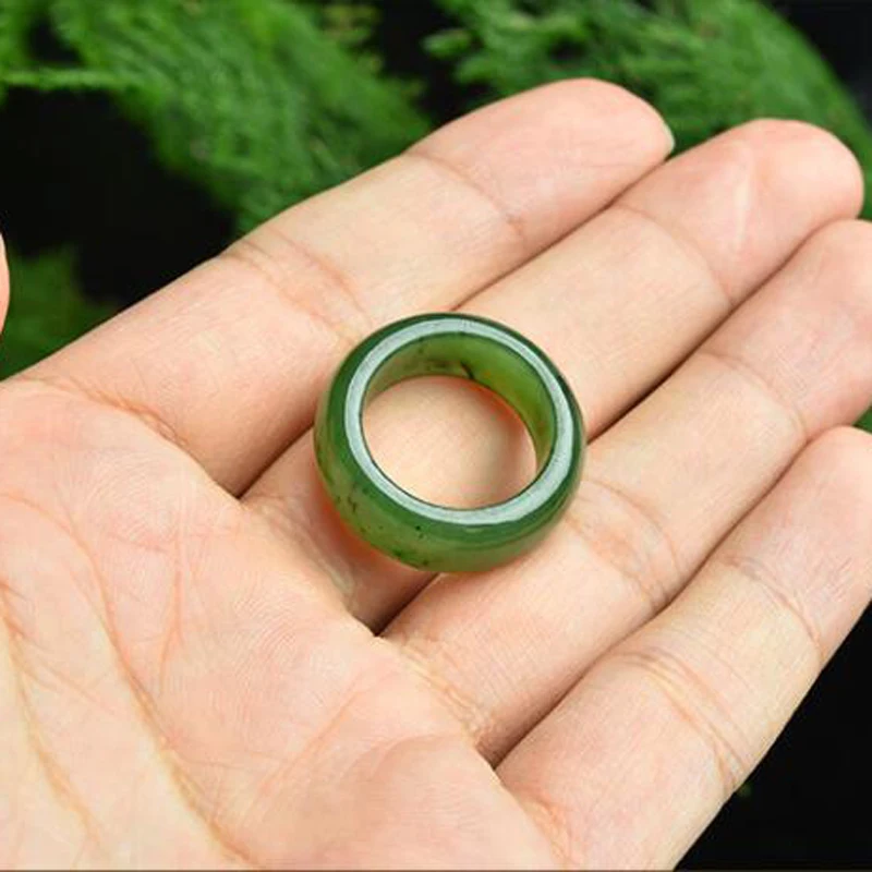 Натуральный шпинат зеленый кольцо из яшмы с черными точками для мужчин и женщин подлинное и Hetian нефритовое кольцо и Золотая лента для рук