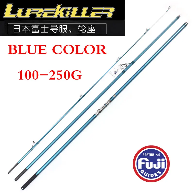 Lurekiller Surf casting rod Fishing rod Japan Full Fuji 4.20M 46T Carbon 3 Sections 80-150G/100-250G - Цвет: Синий