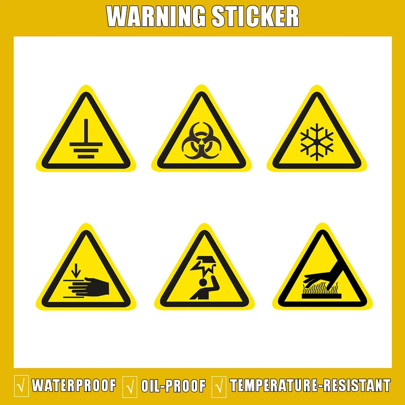 5Pcs/Set Warning Stickers Signs Security Work Safety Warning Labels  Water-Proof Oil-Proof Wall Machine Remind Tags Sticker