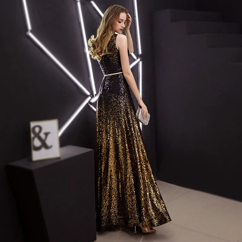 Gryffon Robe De Soiree роскошное торжественное вечернее платье Элегантное ТРАПЕЦИЕВИДНОЕ ПЛАТЬЕ С v-образным вырезом и блестками винтажное вечернее платье для выпускного вечера размера плюс