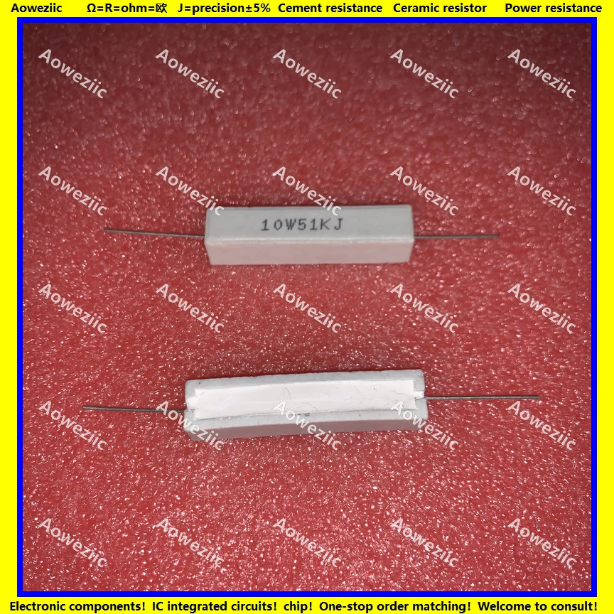 

Горизонтальный цементный резистор RX27 10 Вт 51 к ом 10W51KJ 10W51K 51000 Ом, керамическое сопротивление, точность 5%, сопротивление мощности, 10 шт.