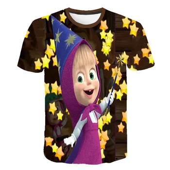 

Girl T-shirt children T-shirt Masha and bear Tops summer O-neck short-sleeved clothes cute girl tops girls T-shirt Kids clothes