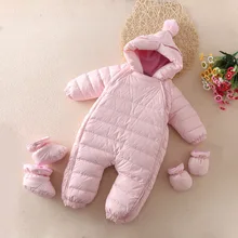 30 градусов на холодную зиму, теплая куртка-пуховик белого цвета на утином пуху Костюмы для мальчиков и девочек куртка для новорожденных парка комбинезон одежда для малышей детский зимний комбинезон, костюм