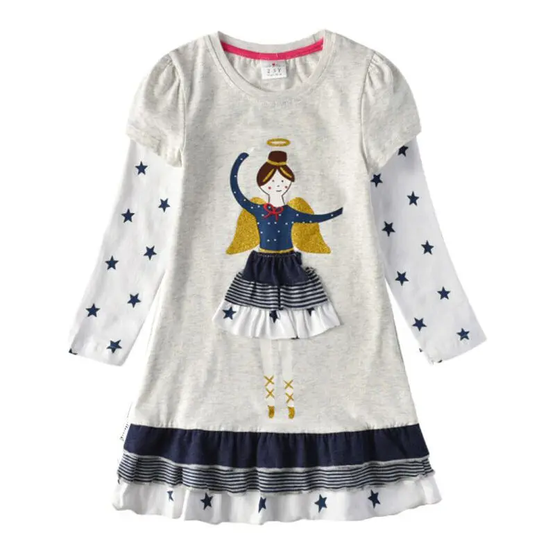 Платье для девочек Dxton, детский костюм принцессы для рождественских праздников, повседневное зимнее платье для девочек 2–8 лет, LH3660 - Цвет: RELH3661
