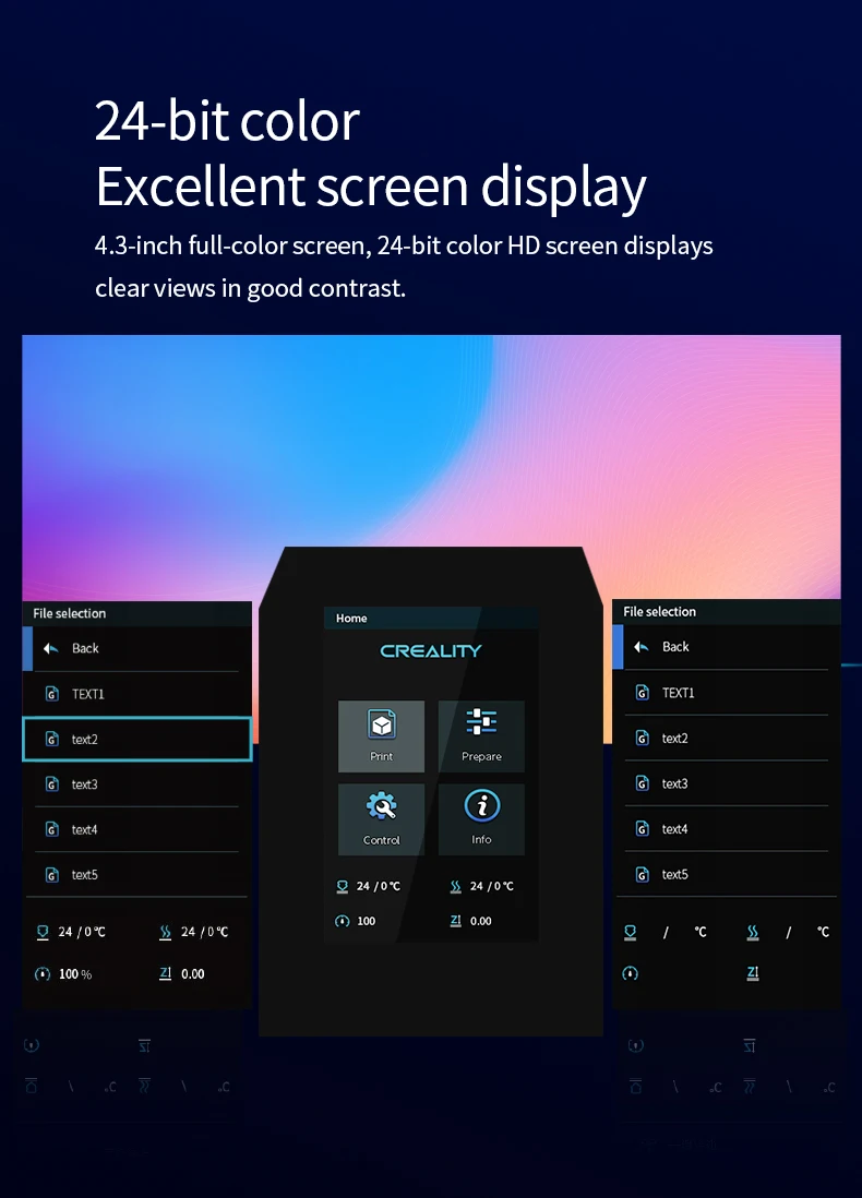 

Original CRELITY 3D Ender-3/Ender-3 Pro/Ender-3 V2 4.3 Inch Full-Color Touch Screen