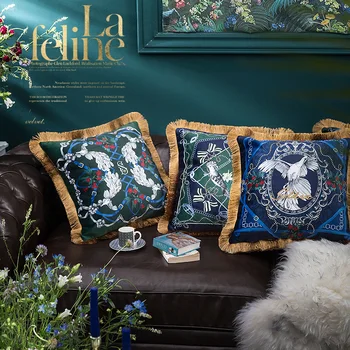

Luxury European Classical Geometric Animal Velvet Tassel Cushion Cover Pillow Cover Pillowcase Home Decorative Sofa Throw Pillow
