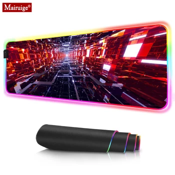 

Time and Space Shuttle 3D LED Mousepad RGB Glow Colorful Large Mouse Pad XXL Computer PC Gamer Desk Mat for Laptop Table Pads