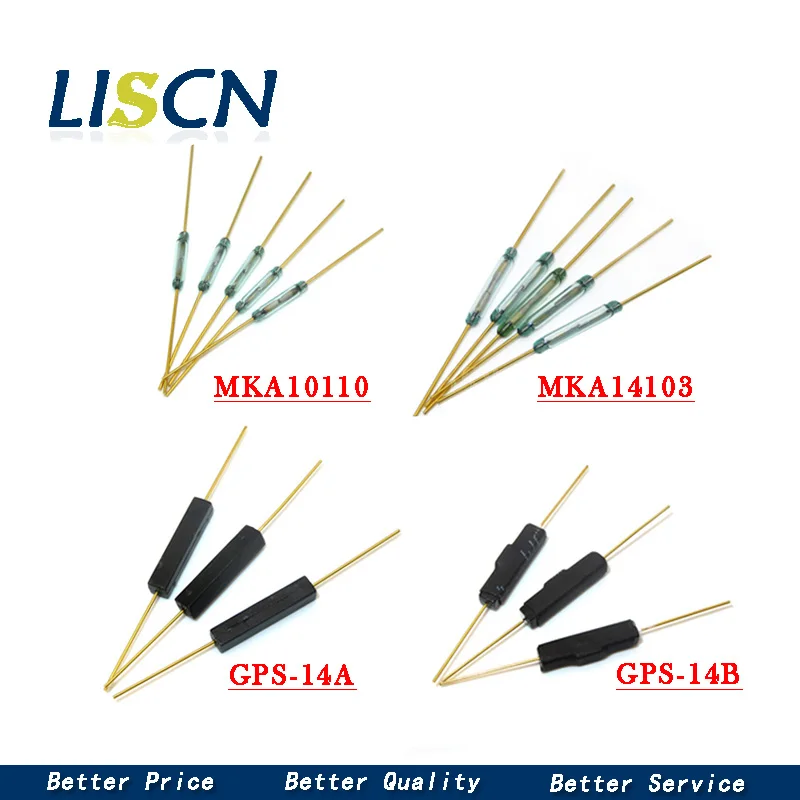 Interruptor de láminas de plástico MKA14103 MKA10110 GPS-14B GPS-14A, 2x14MM, interruptor magnético antivibración, 10 Uds.