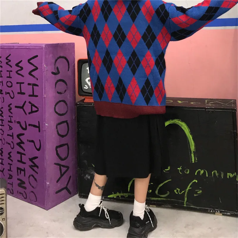 Теплый свитер женский корейский Свободный Harajuku стиль мультфильм высокий воротник пуловер большой размер свитер