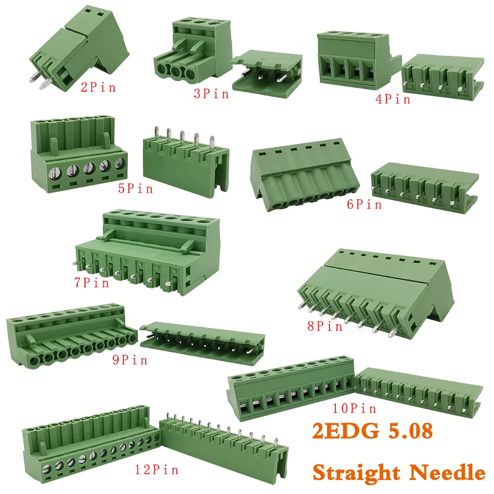 thumbnail image 1 of Conector de bloque de terminales de 5,08 mm con paso de 10/5 pares, 2EDG, 5,08 mm, 2-12 pines, conector de tornillo para PCB, bloque de terminales, zócalo 2EDG, tornillo para PCB, 1 of 4