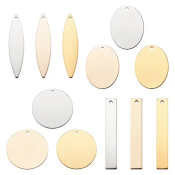 

Pandahall 1 Set Brass Charms Blank Stamping Tag Pendants Rectangle Oval Flat Round and Horse Eye for Jewelry Making DIY Findings