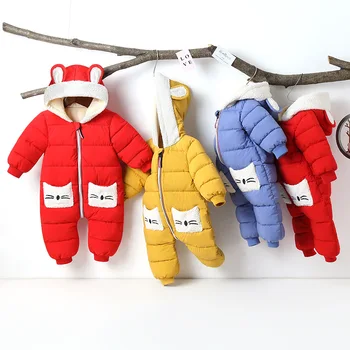 

HYLKIDHUOSE Baby Girls Boys Rompers 2020 Winter Hooded Cartoon Outdoor Infant One-Pieces Coats Baby Clothing Children Jumpsuit