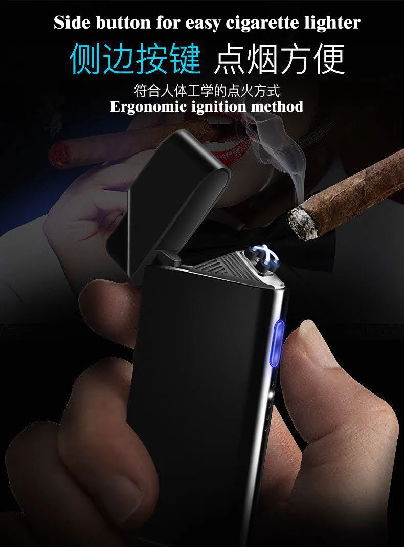 Новая кнопка отображения батареи с подсветкой зарядка Зажигалка USB импульсная