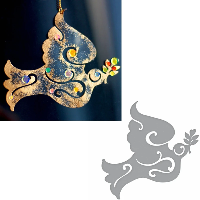 

Peace Dove Metal Cutting Dies Stencils Olive Branch In Mouth Peace Dove Die Cuts For Card Making Decoration New 2019
