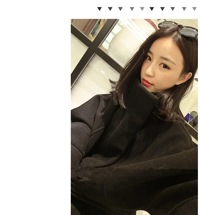 

2019 Autumn And Winter New Style Korean-style College Style Retro Cloak Loose-Fit Thick Mid-length Overcoat