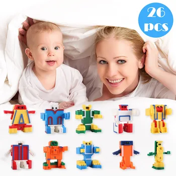

26pcs Alphabet Assembling Block Robot Letter Educational Blocks Toy for Kids Transformation Robot Deformation English Letter Toy