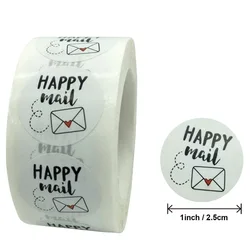 50pcs Happy Mail Stickers Scrapbooking1 Inch Round Kraft Stickers Seal Labels Envelope Packaging Labels Stationery Sticker