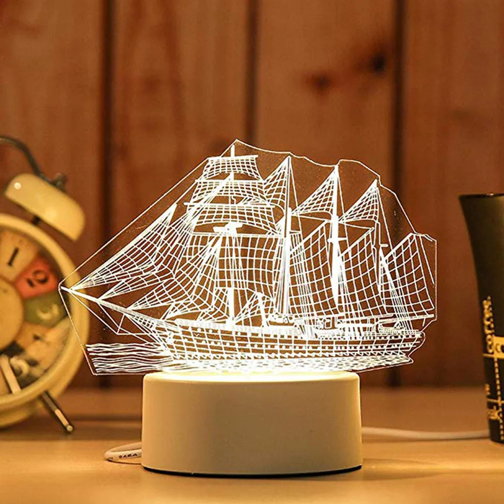 Акриловый ночник в форме совы 3D светодиодный светильник с USB для стола спальни