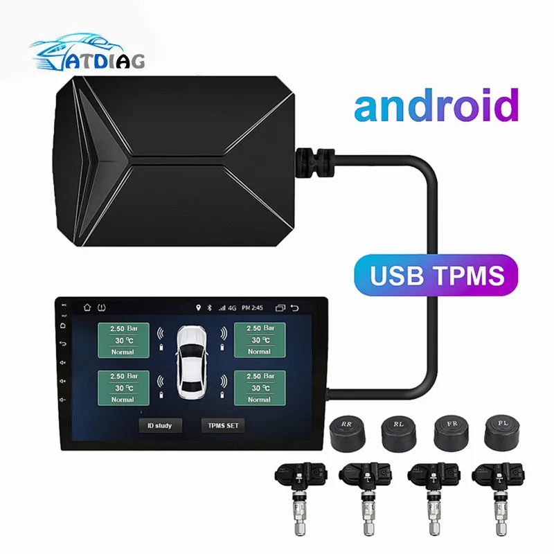 Car Tire Pressure Monitor Car Tire Pressure Sensor Tyre Pressure Alarm Internal USB Android TPMS for Car