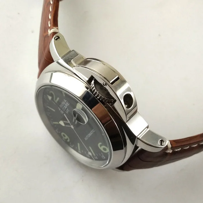 Parnis запасная мощность часы 44 мм GMT автоматический ход для мужчин t нержавеющая сталь полированная мужские часы Высокое качество кожаный ремешок