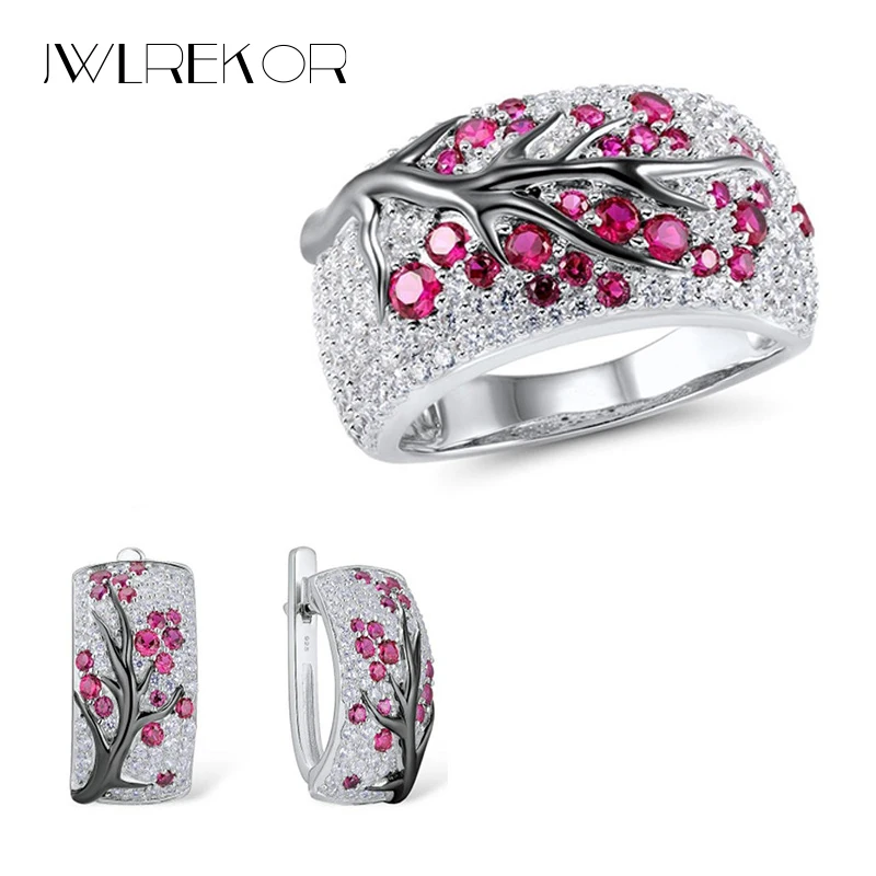 

3Pcs/set Jewelry Plum Tree Branch Silver Ring for Women Creative Luxury Design Wedding Engagement Rings