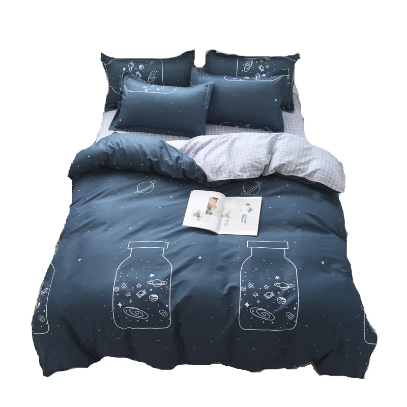 

Bedding Set luxury Wishing star month 3/4pcs Family Set Duvet Cover Pillowcase Boy Room flat bed sheet,No filler 2019 bed set