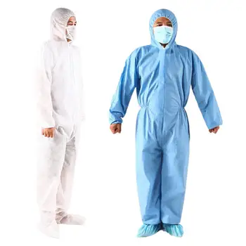 

Disposable Unisex Non Woven Hooded Dust Proof Isolation Protection Coverall Dust Proof Anti Droplet Hooded Waist Tight 2Choices