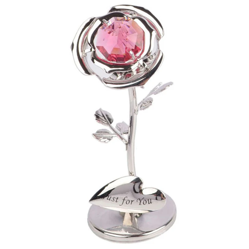 

Valentine's Day Gift Delicate Crystal Rose Flower Golden Silver Rose Flower Home Decoration Craft Mother's Day Gift New