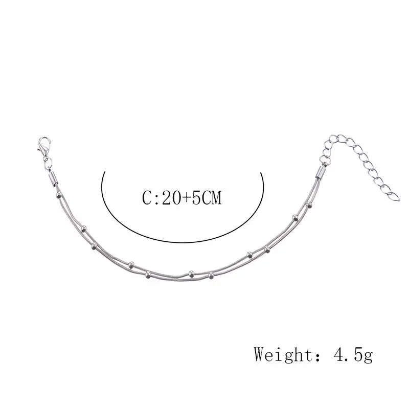 Модный ножной браслет с серебряными бусинами, прозрачные браслеты со стразами на лодыжке для женщин, ножная цепочка, ювелирные изделия длиной 20 см и 27,5 см, 1 шт